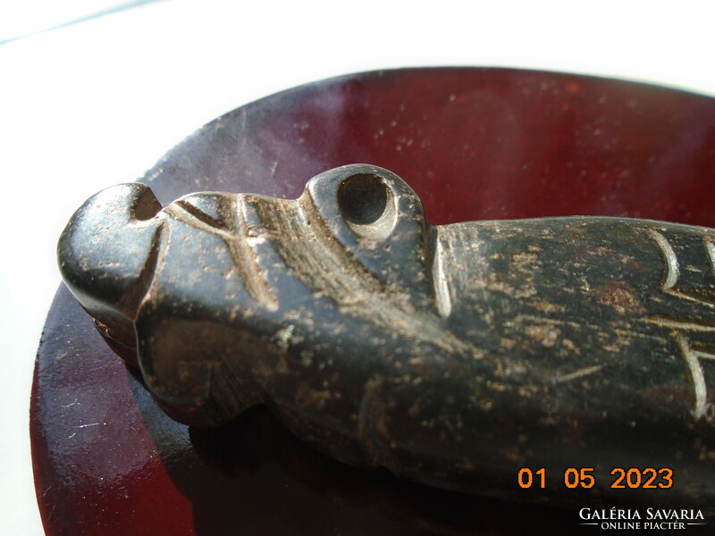 Antique Chinese carved meteorite-jade statue, talisman in the style of the Neolithic Hongshan culture