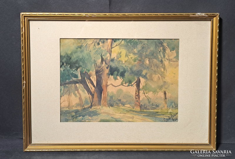 Forest detail, 1962, marked zich - forest watercolor