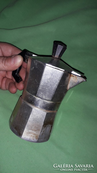 Retro fém gázon melegíthető kávéfőző fedeles bakelitnyeles 4 SZEMÉLYES "KOTYOGÓ" 10 cm képek szerint