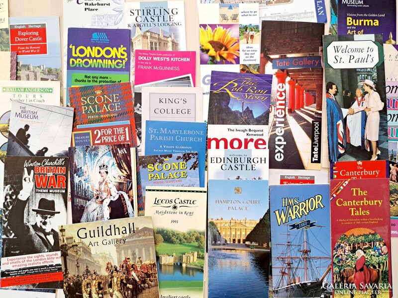 45 darab turizmus reklám katalógus a 90-es évek végéről London, Skócia, Anglia nevezetességei