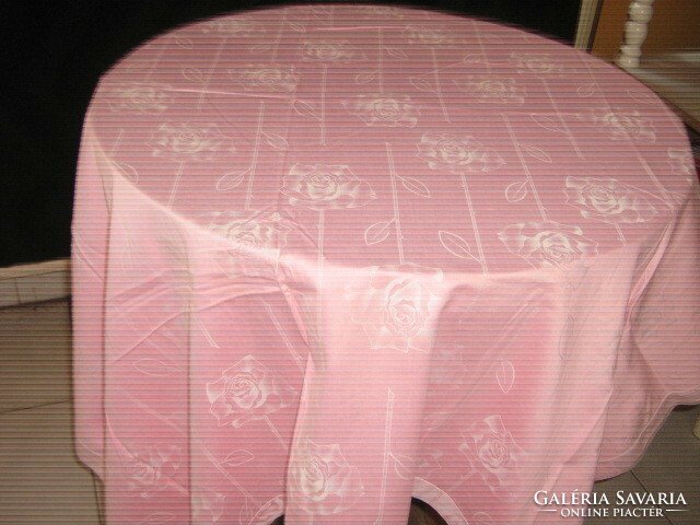 Beautiful vintage rosy damask tablecloth