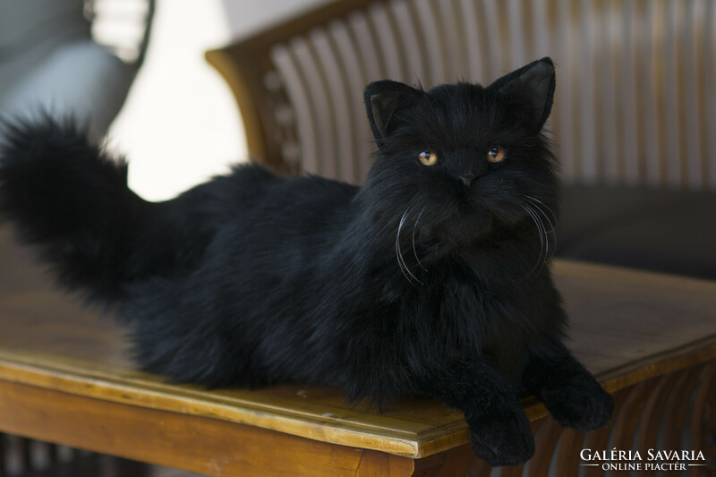 Lifelike black Persian cat plush, realistic Halloween decoration black cat plush animal