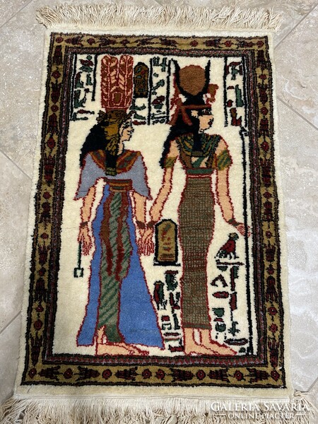 Egyptian hand knot. Picture rug 90x52cm
