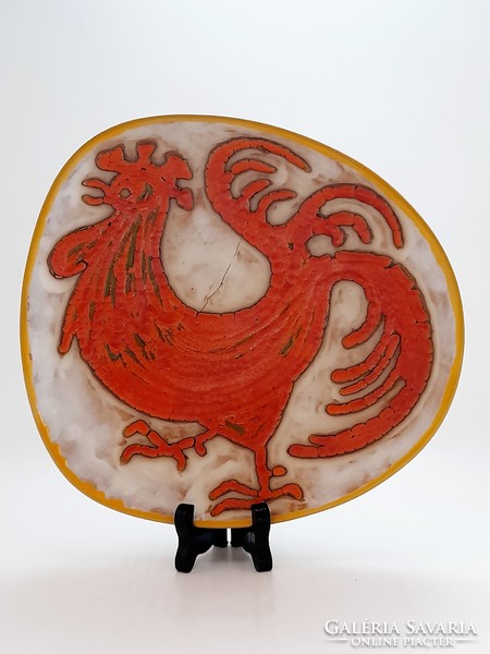 Várdeák Ildiko ceramic bowl with rooster, 25 cm