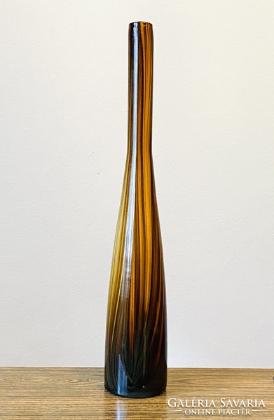 Elegant large brown striped design glass vase 54.5 Cm