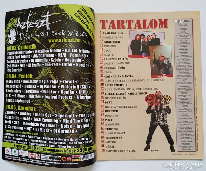 Rockinform magazin #141 2006 Robert Plant Motorhead Zanzibár Nightwish Guns Roses Cheap Trick Voivod
