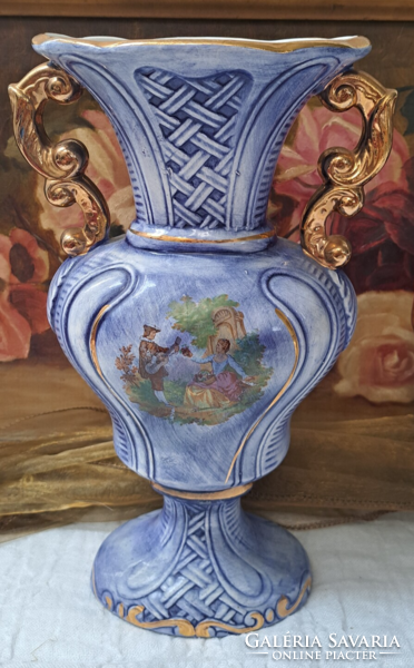 Olasz jelenetes kerámia kaspó- váza