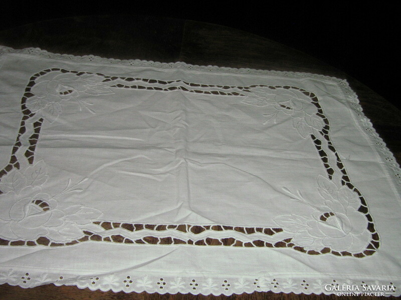 Charming antique small rosette lace tablecloth