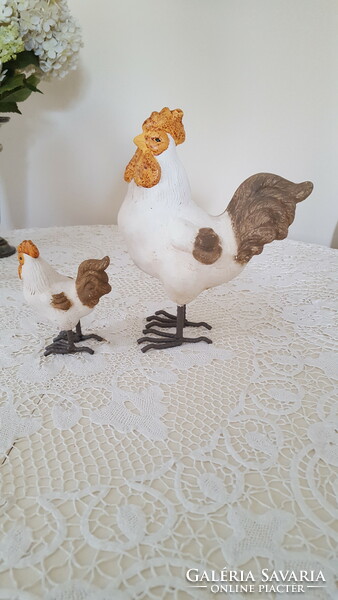 Solid ceramic roosters with metal legs