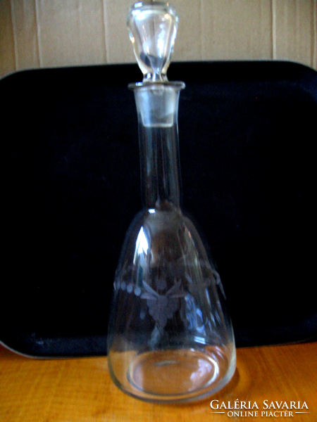 Szecessziós stilizált szőlőfürtös 1 literes palack , kínáló, dekantáló