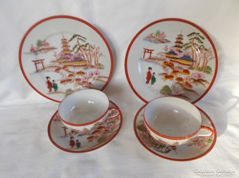 Oriental, Japanese eggshell porcelain breakfast and tea set 2 pcs. (Geisha mark)