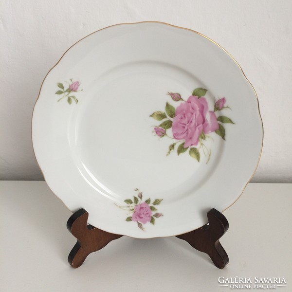 6 Pcs flower-patterned - pink - floral gold-edged porcelain small plates - small plate 19 cm
