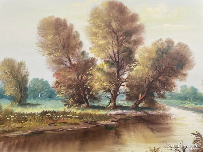 Böröczky Ferenc tájkép erdő facsoport fák olaj festmény kép képcsarnokos