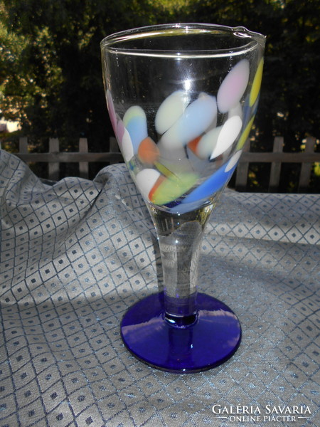 Vastag-súlyos üveg kehely - több színű üvegből 22 cm