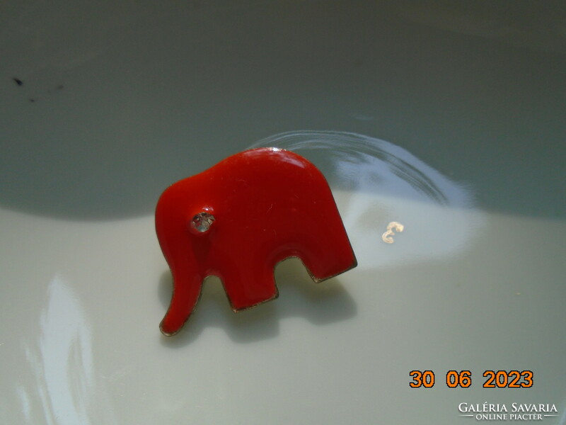 Modernista Korall vörös zománc elefánt bross csiszolt üveg szemmel