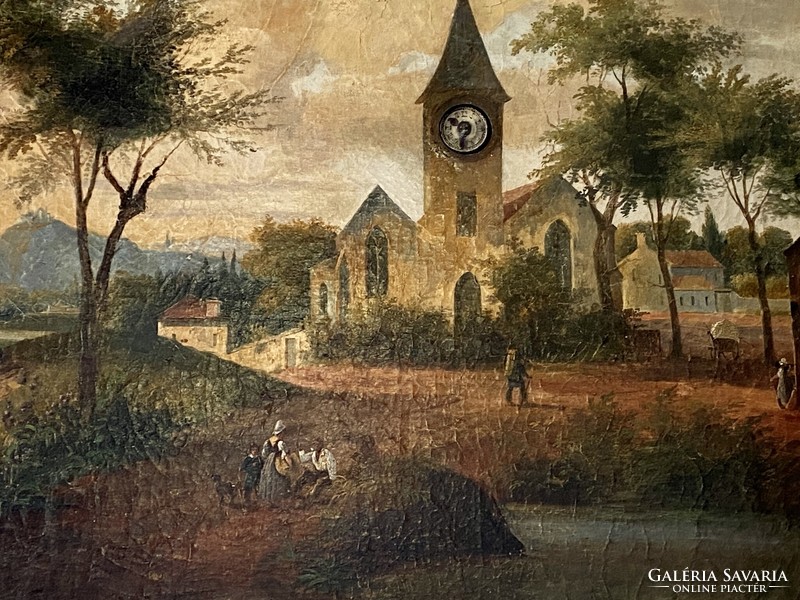 Antique Biedermeier picture clock around 1820