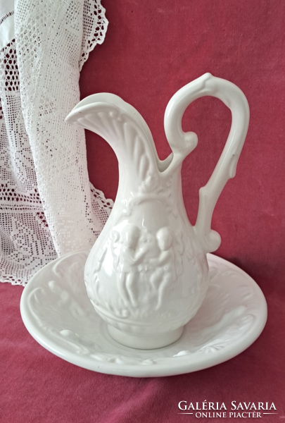 Cupid embossed English ceramic jug and bowl