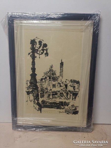 Lithography folder published in 1945 after the siege of Buda, 200 copies were made of it