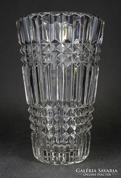1N501 Bordázott üveg váza virágváza 20 cm