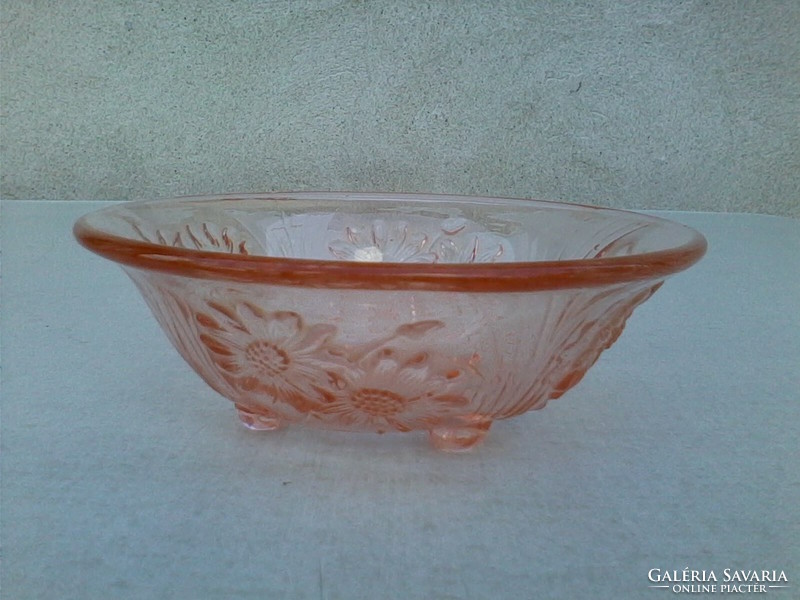 Pink glass daisy compote bowl 3 pcs