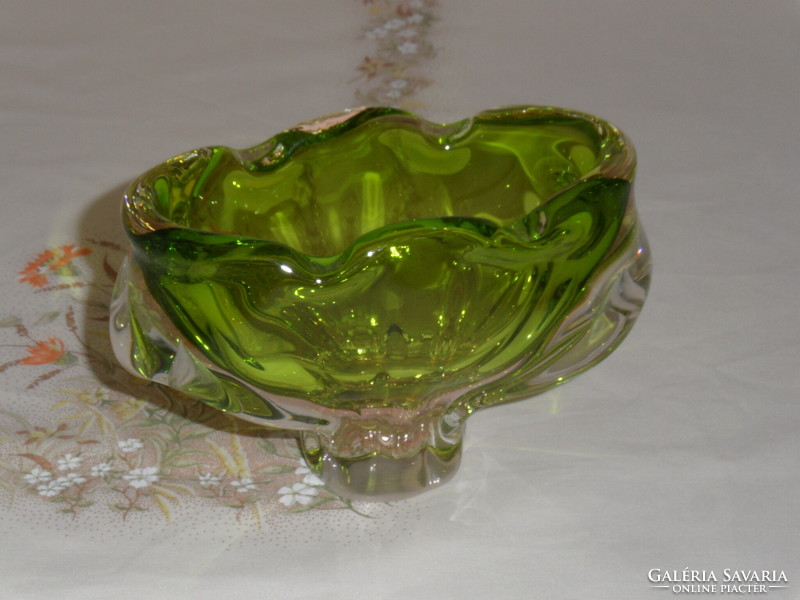 Czechoslovak green glass bowl, centerpiece