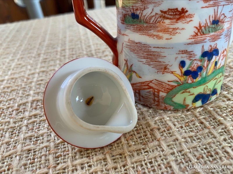 Antique Chinese porcelain coffee cup with spout and creamer
