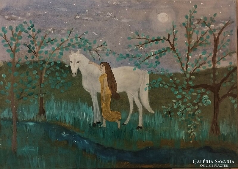 Lány a pataknál című festmény