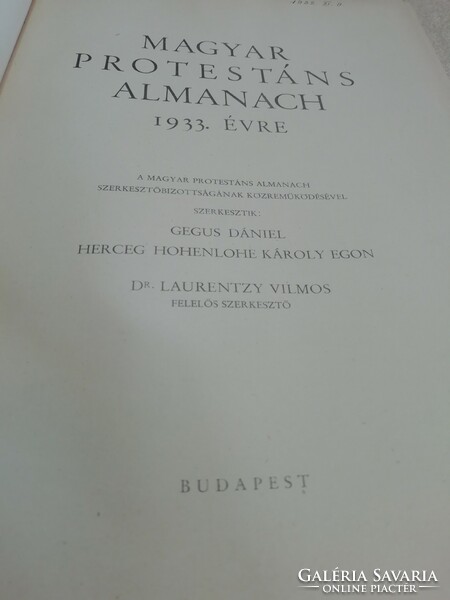 Hungarian Protestant Almanac 1933