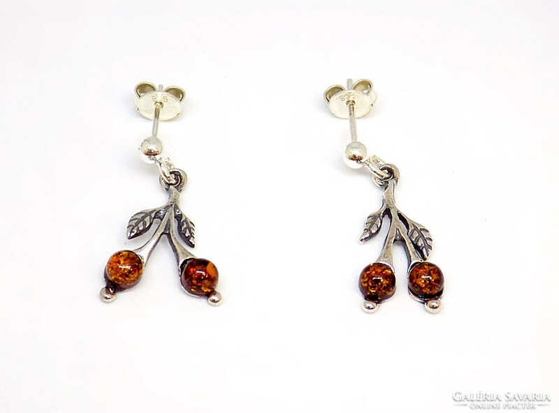 Silver pendant with amber stone + earring set (zal-ag113686 ag113687)
