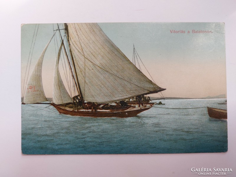 Old postcard 1911 Balaton sailing ship