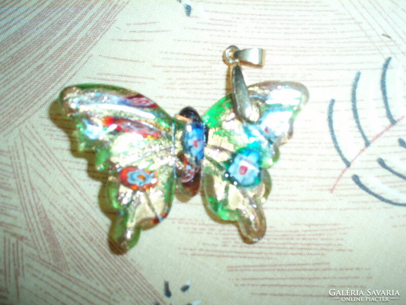 Murano millefiori butterfly pendant