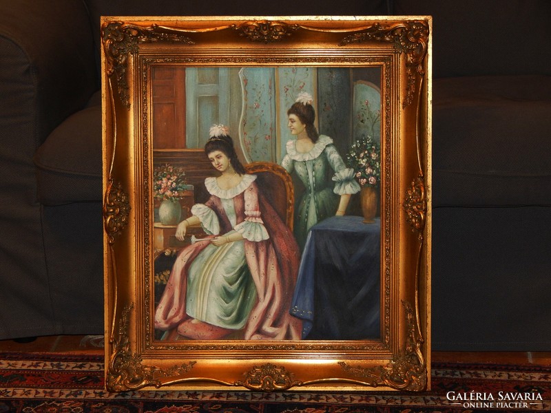 Baroque style oil painting in a quality frame, 50 x 40 cm