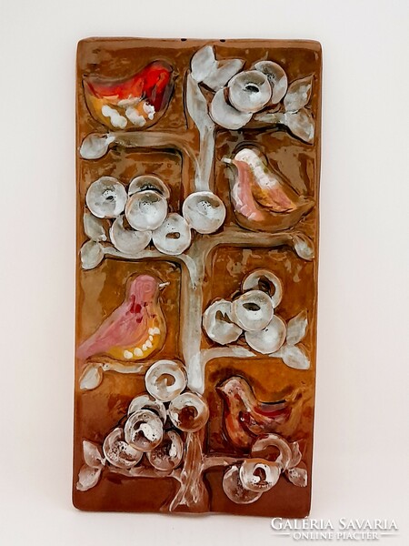 Eva Kocsis? Ceramic, bird wall picture, 31 cm