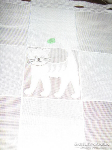 Charming kitten stained glass curtain