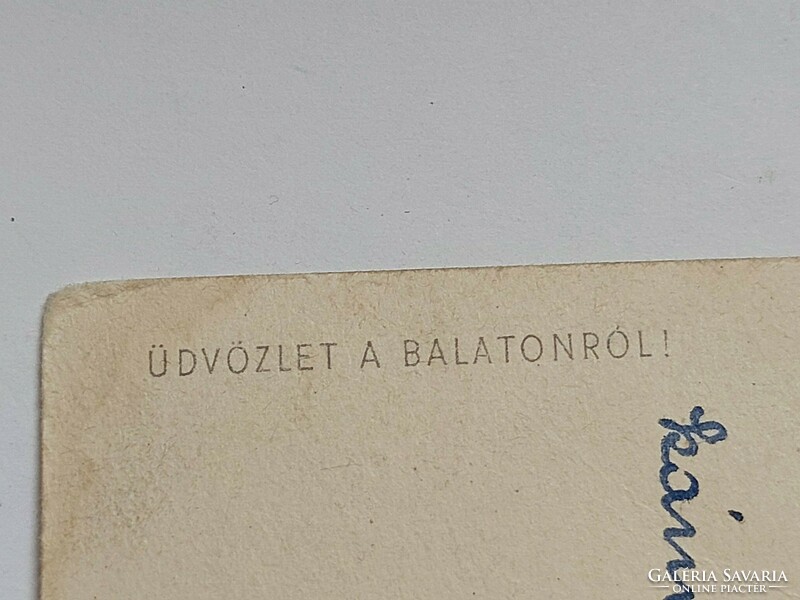 Régi képeslap 1960 Balaton kikötő