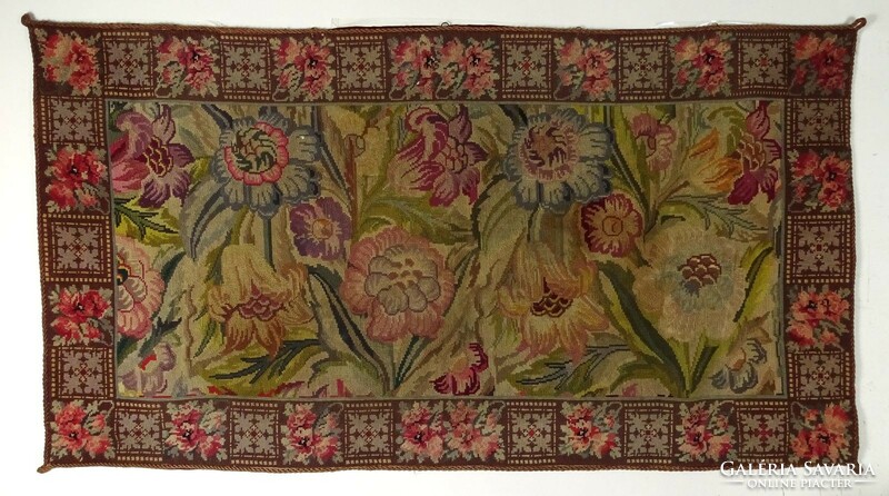 1N343 antique handwoven floral tapestry 85 x 150 cm