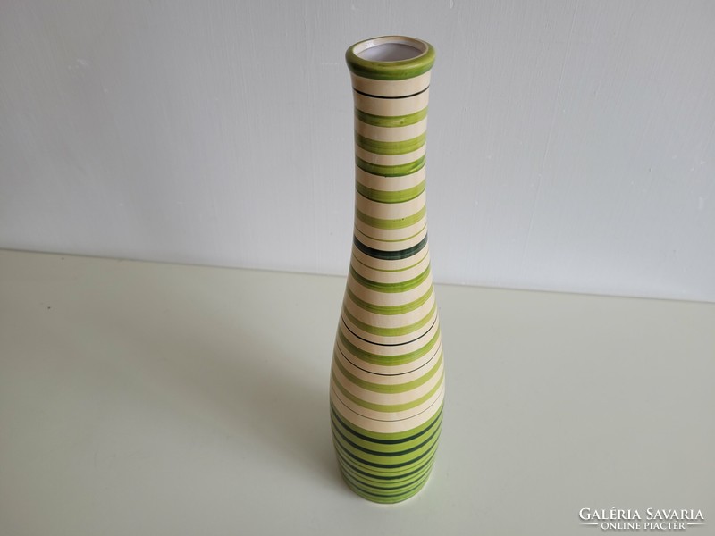 Bézs zöld 41,5 cm es kerámia váza