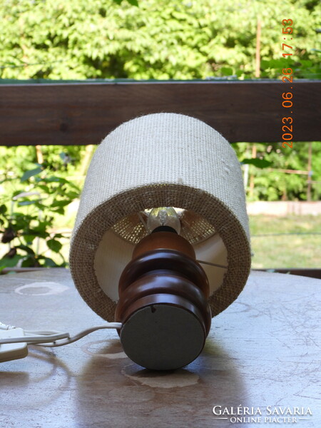 Wooden table lamp with fabric shade