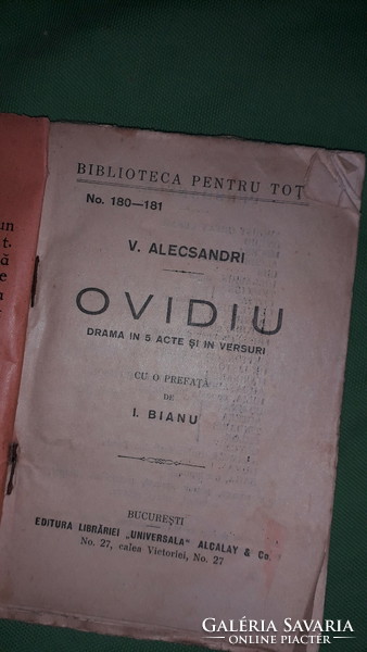 1910.Vasile Alecsandri: Ovidius ROMÁN nyelvű antik könyv képek szerint Biblioteca pentru toti