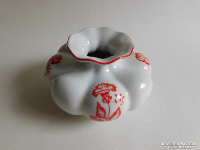 Zsolnay chipped small vase with folk motif 7.5 Cm