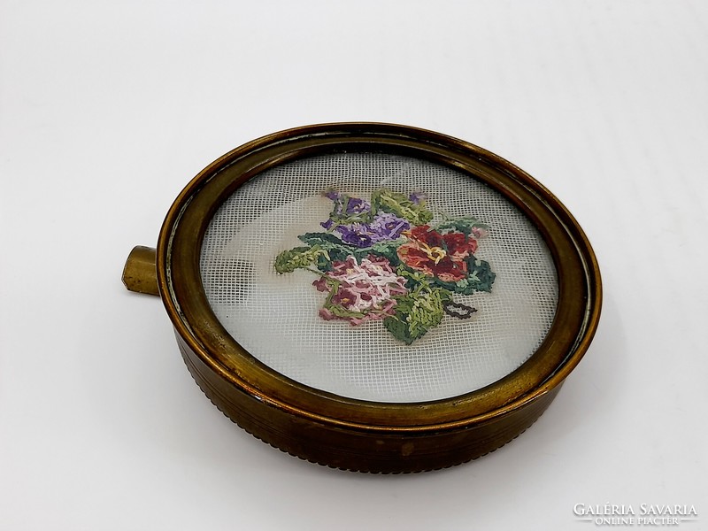 Copper ashtray with needle tapestry decoration