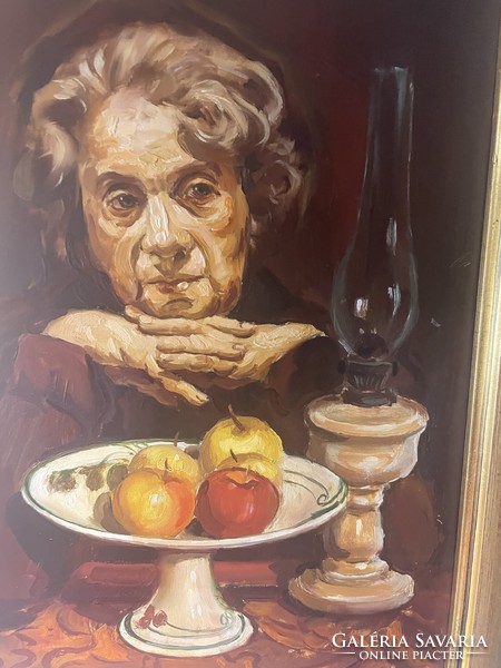 Gábor Urban: grandmother, oil painting