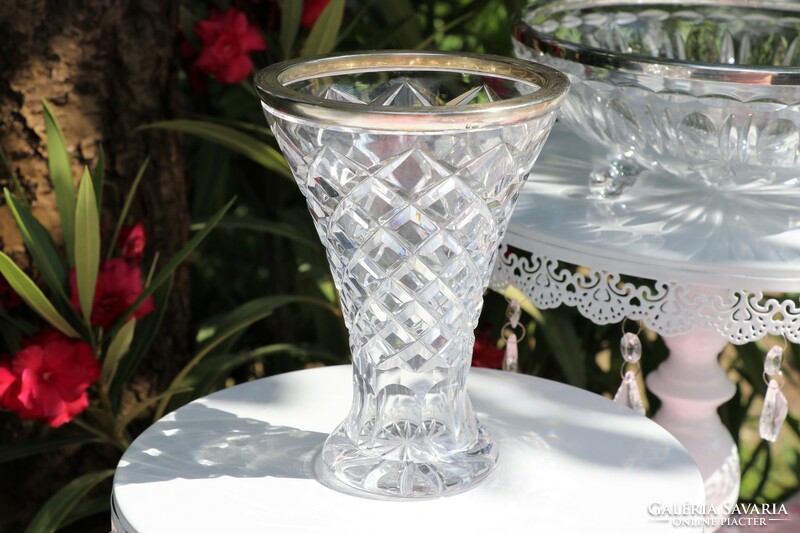 925-ös Ezüst peremű váza