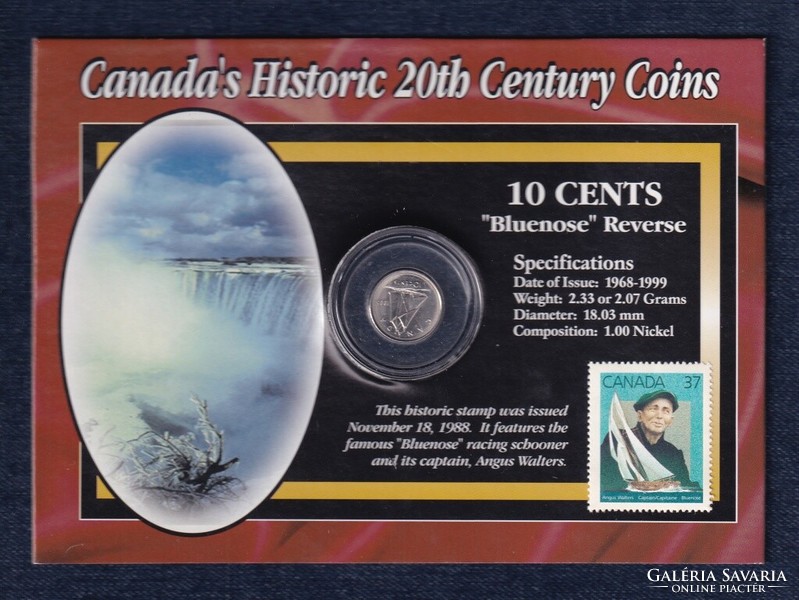Kanada 20. századi történelme Bluenose 10 cent 1995 + Bluenose bélyeg 1988 szett (id48155)