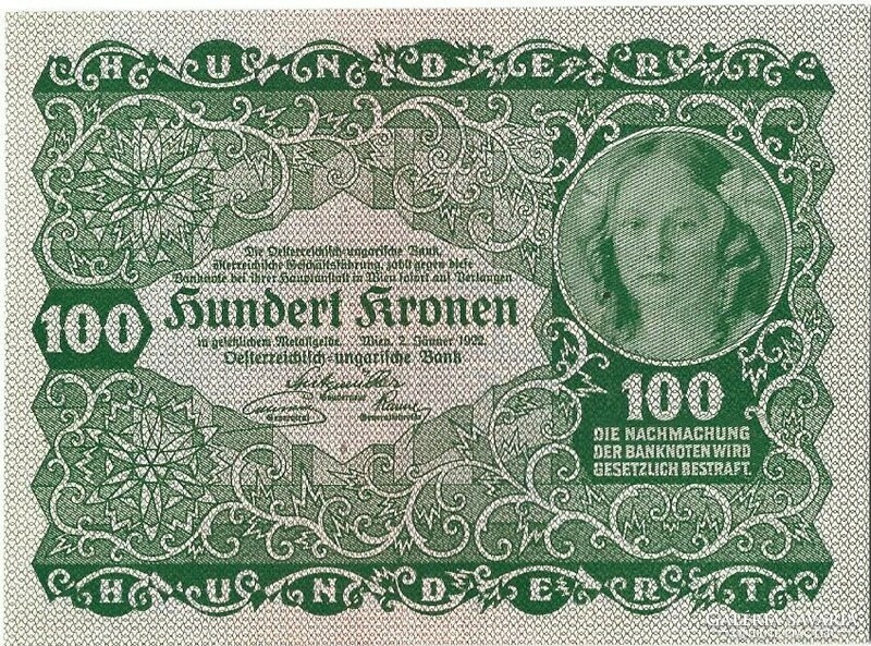 2 x 100 korona kronen 1922 Ausztria. UNC sorszámkövető
