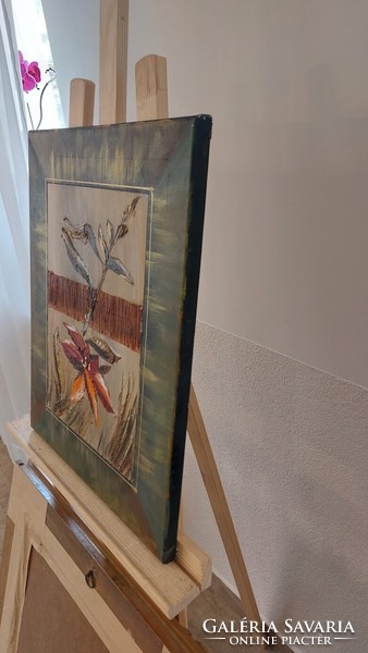 (K) Modern virág festmény 40x50 cm szignózott