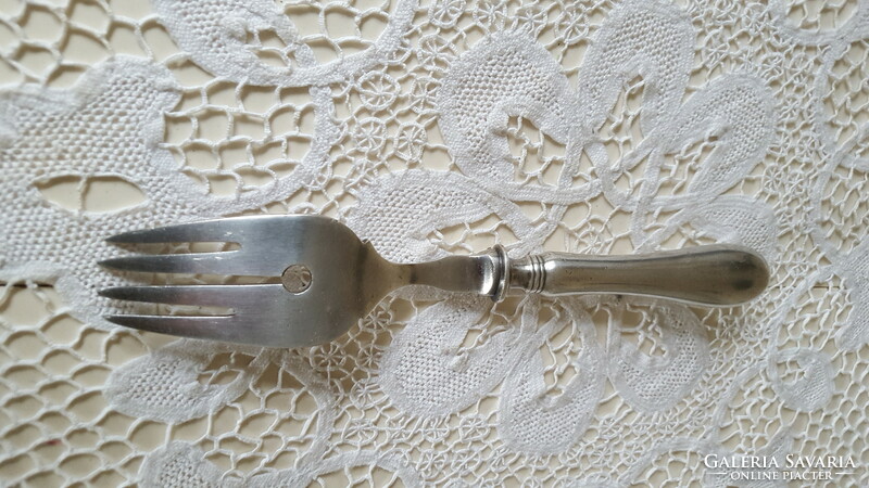 Massive, heavy silver-plated meat fork, serving fork