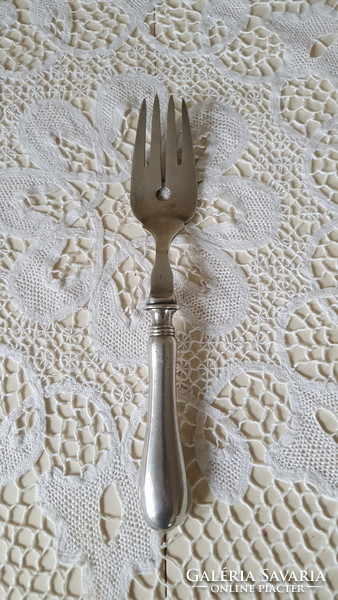 Massive, heavy silver-plated meat fork, serving fork