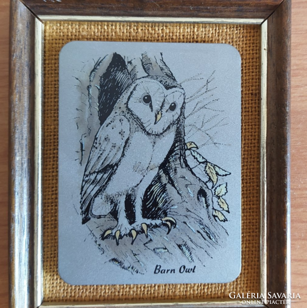 (K) lewis & clayton titanium picture with the artist's signature barn owl 12x14 cm
