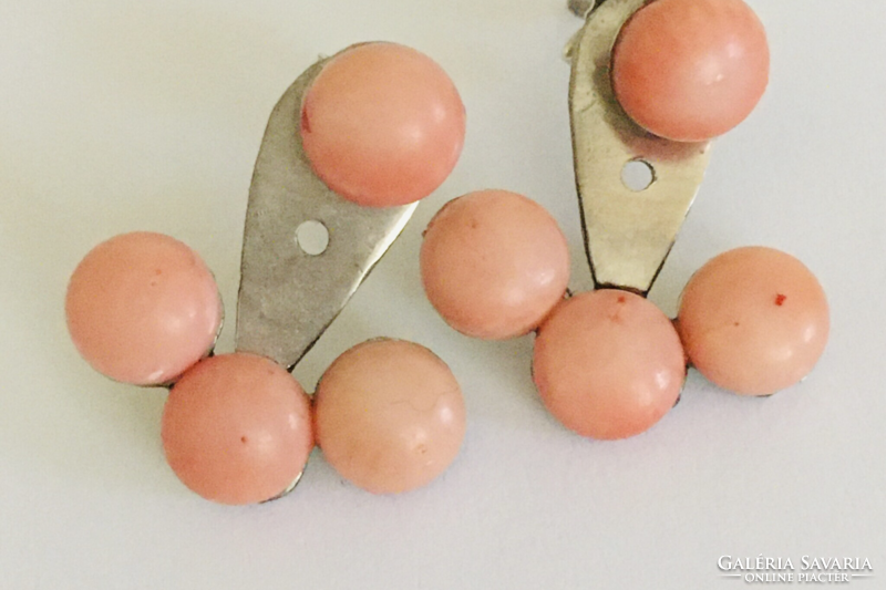 Vintage silver earring coral adjustable